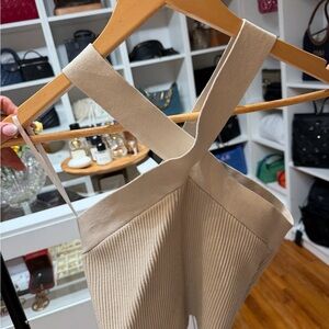 Babaton Beige Ribbed Top